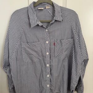 Levi's Navy & White Vertical Stripe Button-Down Shirt
